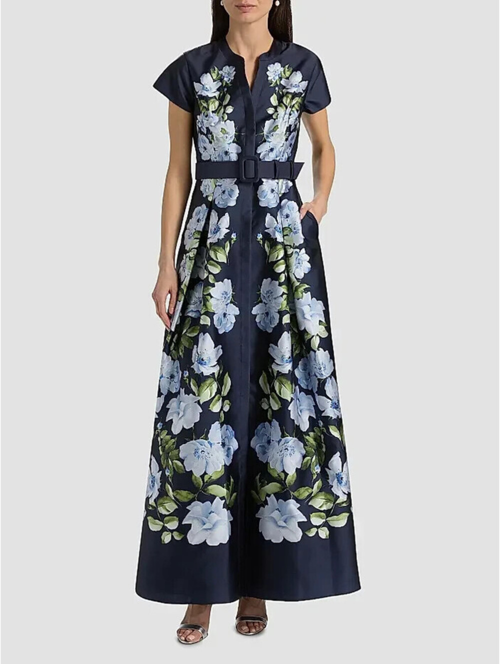 NEW/missing belt, Sachin & Babi Marta Floral Mikado Gown multi Sz 12 #LD517 - Picture 4 of 9